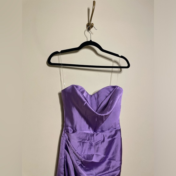 House of CB Violet Satin Strapless Corset Midi Dress - Picture 7 of 11